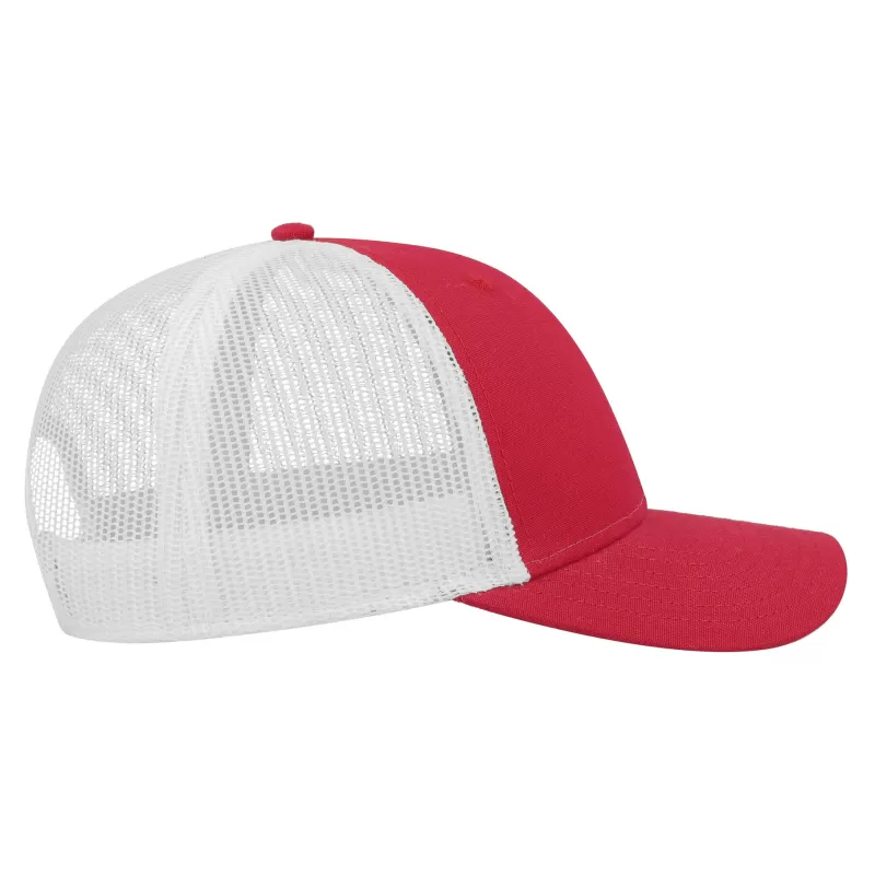 Casquette 6 panneaux en coton et polyester recyclé, visière préformée, 260 g/m²