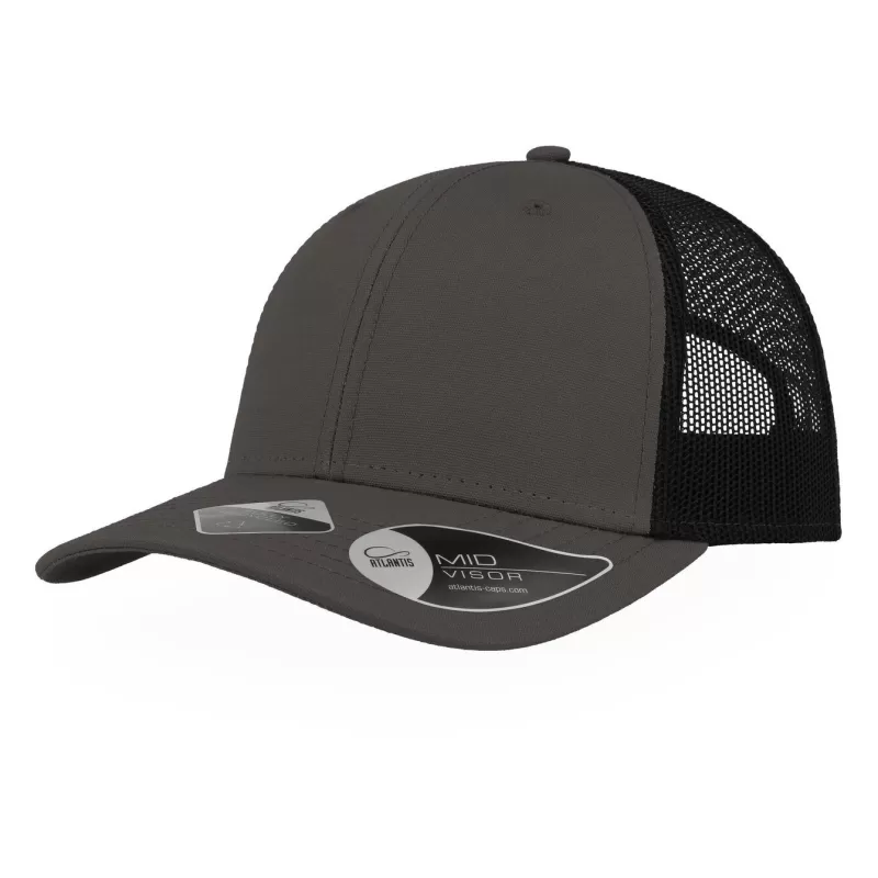 Casquette 6 panneaux en coton et polyester recyclé, visière préformée, 260 g/m²