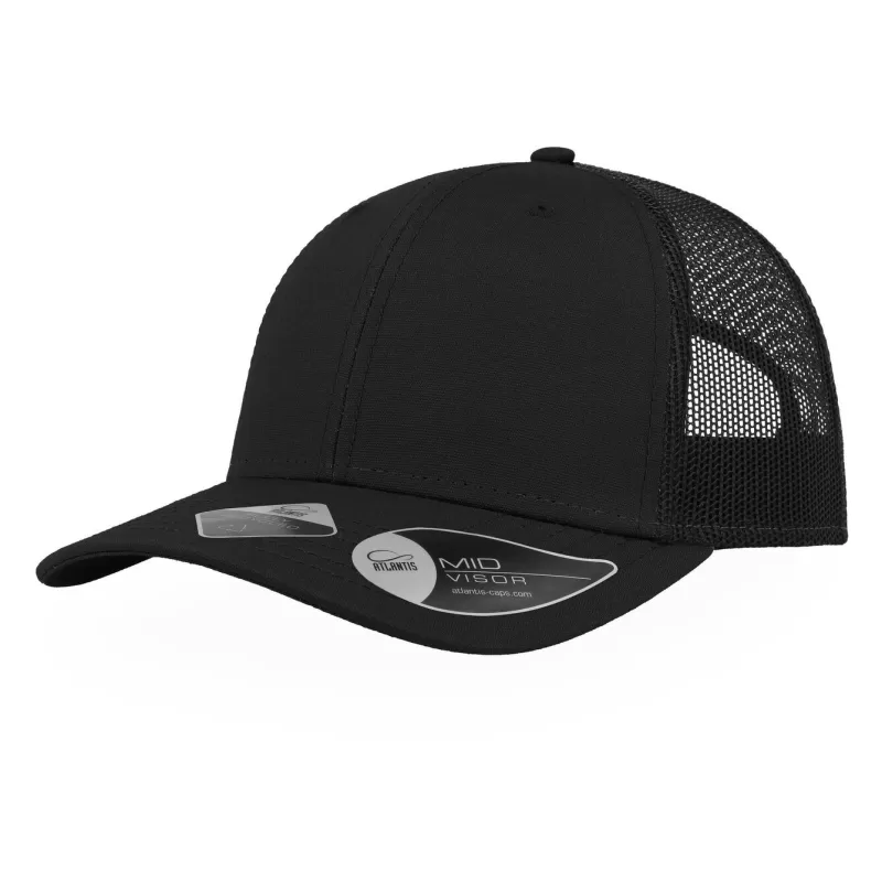 Casquette 6 panneaux en coton et polyester recyclé, visière préformée, 260 g/m²