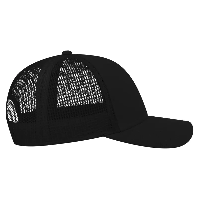 Casquette 6 panneaux en coton et polyester recyclé, visière préformée, 260 g/m²
