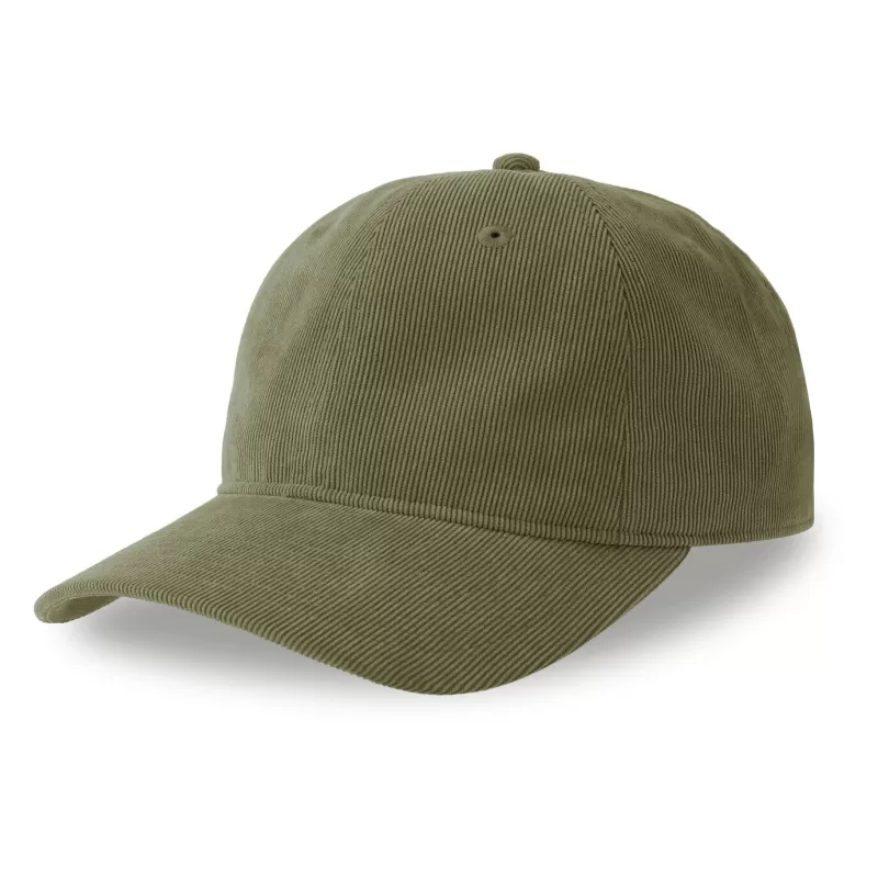 Casquette 6 panneaux aspect velours cotelé très fin, visière précourbée mid-visor, 215 g/m²