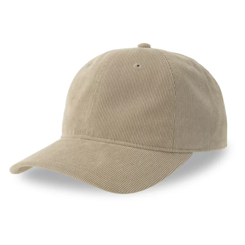 Casquette 6 panneaux aspect velours cotelé très fin, visière précourbée mid-visor, 215 g/m²