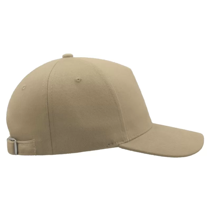 Casquette 5 panneaux, fermeture par boucle métal, en coton lourd brossé, 250 g/m²
