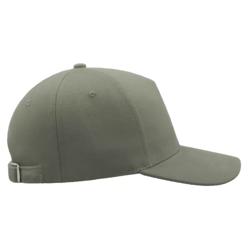 Casquette 5 panneaux, fermeture par boucle métal, en coton lourd brossé, 250 g/m²