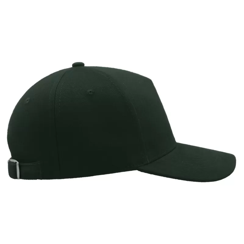 Casquette 5 panneaux, fermeture par boucle métal, en coton lourd brossé, 250 g/m²