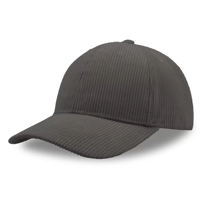Casquette 6 pans en corduroy recyclé, visière incurvée, fermeture Velcro, 230 g/m²
