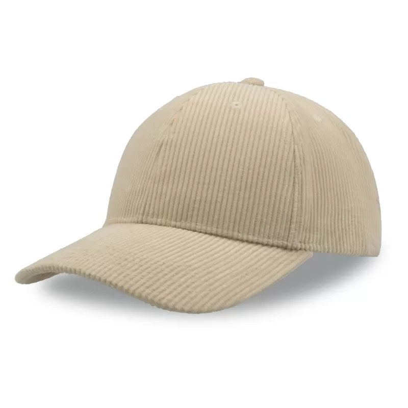 Casquette 6 pans en corduroy recyclé, visière incurvée, fermeture Velcro, 230 g/m²