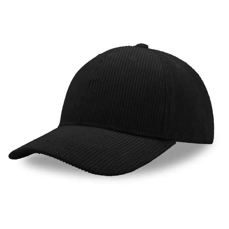 Casquette 6 pans en corduroy recyclé, visière incurvée, fermeture Velcro, 230 g/m²