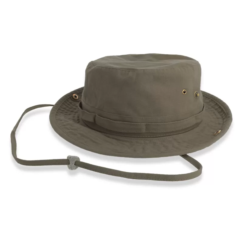 Chapeau globe-trotter coton canvas, œillets métalliques, cordon ajustable, 260 g/m²