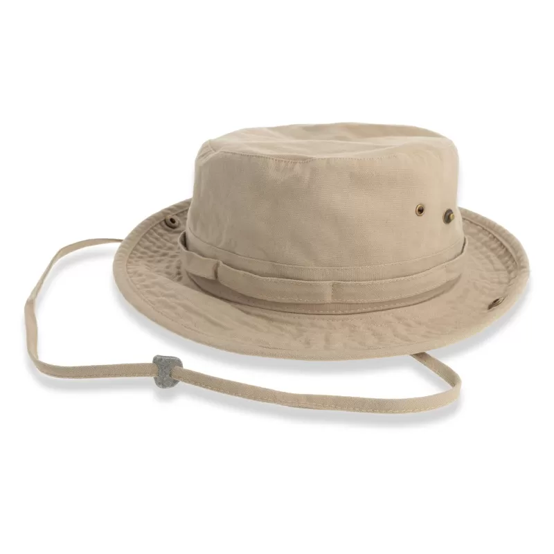 Chapeau globe-trotter coton canvas, œillets métalliques, cordon ajustable, 260 g/m²