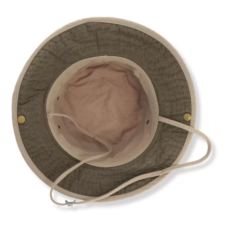 Chapeau globe-trotter coton canvas, œillets métalliques, cordon ajustable, 260 g/m²