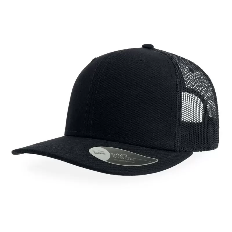 Casquette trucker 6 panneaux, coutures contrastées, en coton et polyester, 280 g/m²