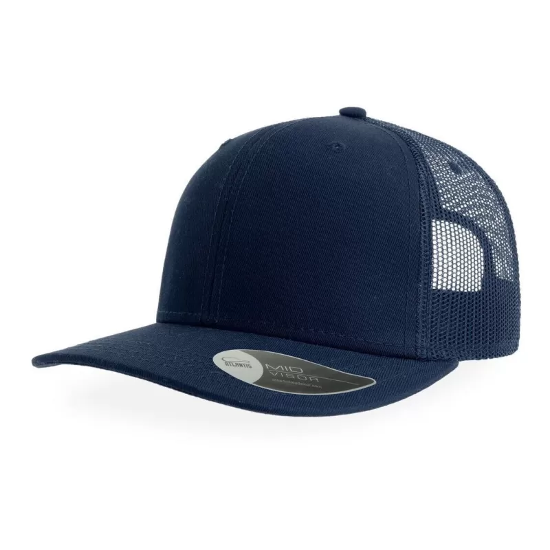 Casquette trucker 6 panneaux, coutures contrastées, en coton et polyester, 280 g/m²