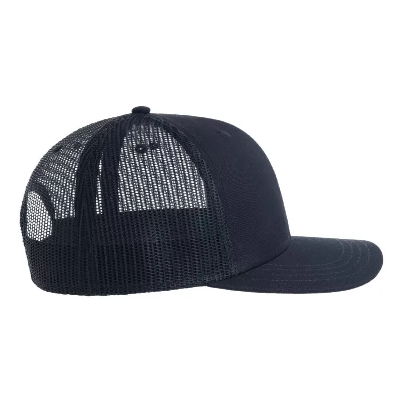Casquette trucker 6 panneaux, coutures contrastées, en coton et polyester, 280 g/m²