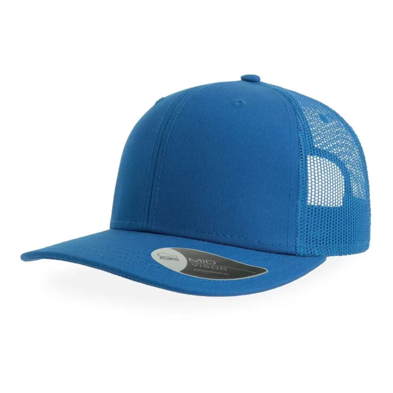 Casquette trucker 6 panneaux, coutures contrastées, en coton et polyester, 280 g/m²