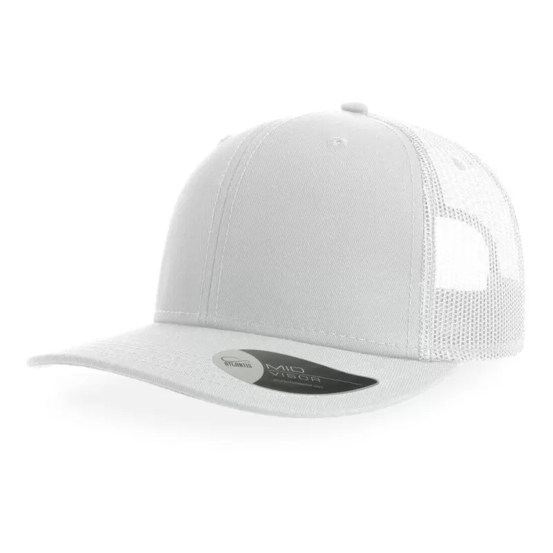 Casquette trucker 6 panneaux, coutures contrastées, en coton et polyester, 280 g/m²