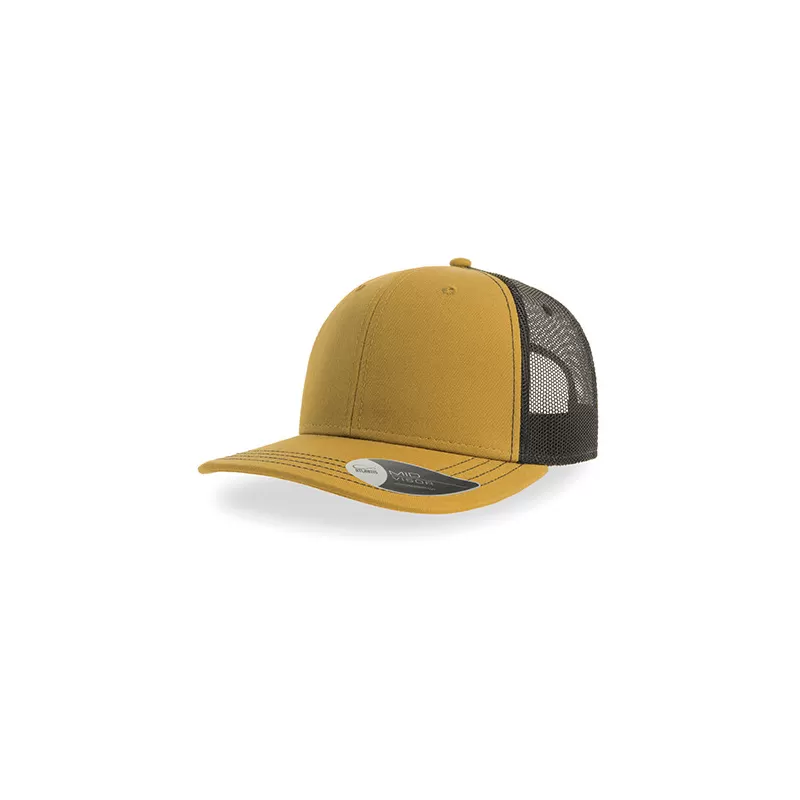 Casquette trucker 6 panneaux, coutures contrastées, en coton et polyester, 280 g/m²
