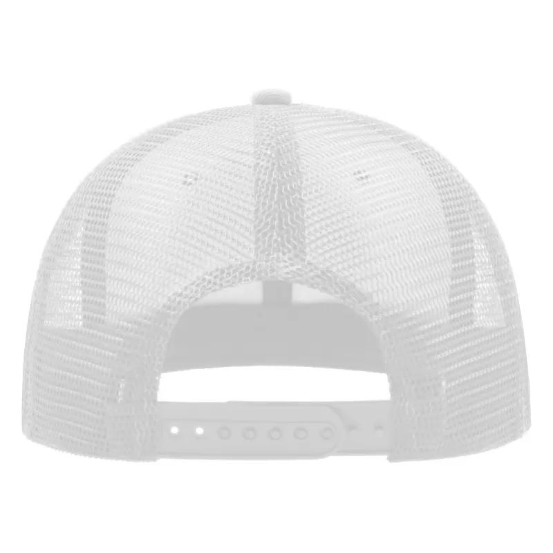 Casquette 6 panneaux visière plate style trucker en polyester recyclé, 300 g/m²
