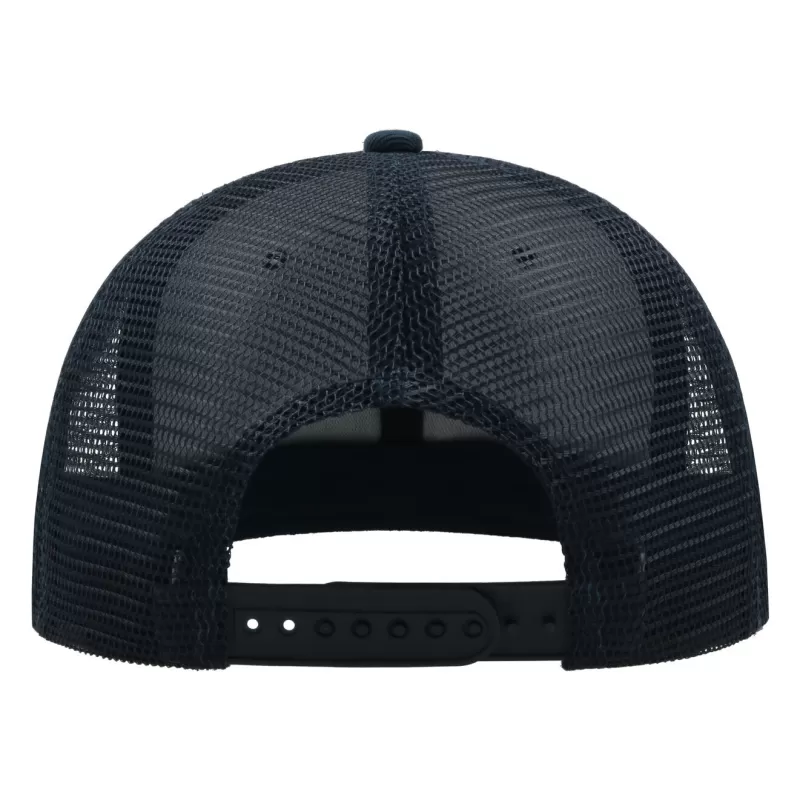 Casquette 6 panneaux visière plate style trucker en polyester recyclé, 300 g/m²
