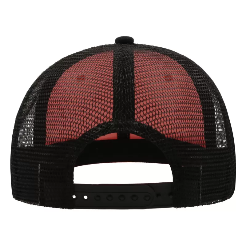 Casquette 6 panneaux visière plate style trucker en polyester recyclé, 300 g/m²