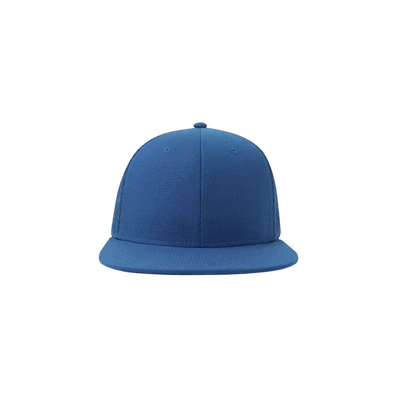 Casquette 6 panneaux visière plate style trucker en polyester recyclé, 300 g/m²