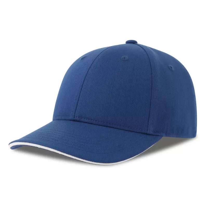 Casquette 6 pans contrastée en coton brossé organique et recyclé, 278 g/m²