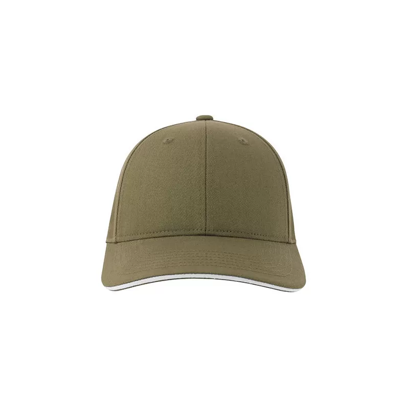 Casquette 6 pans contrastée en coton brossé organique et recyclé, 278 g/m²