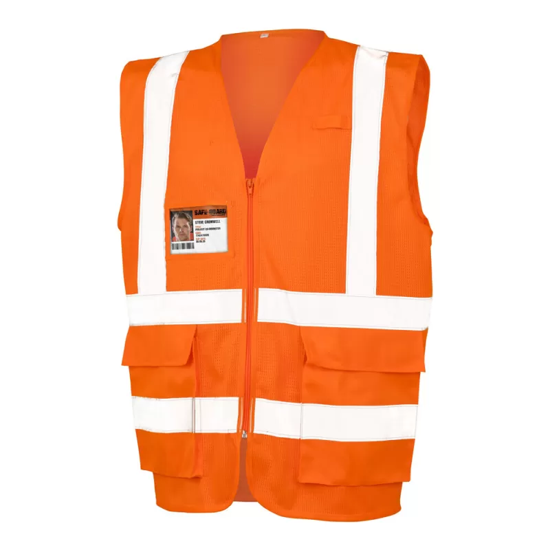 Gilet de sécurité respirant zippé avec bandes réfléchissantes, 145 g/m²