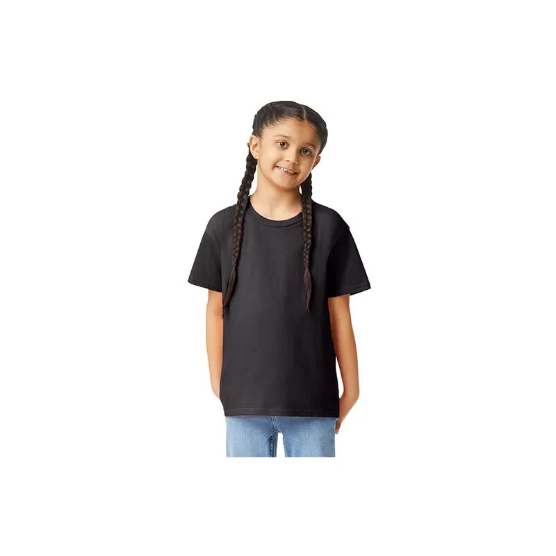 T-shirt enfant col rond manches courtes en coton léger, coupe droite moderne, 150 g/m²