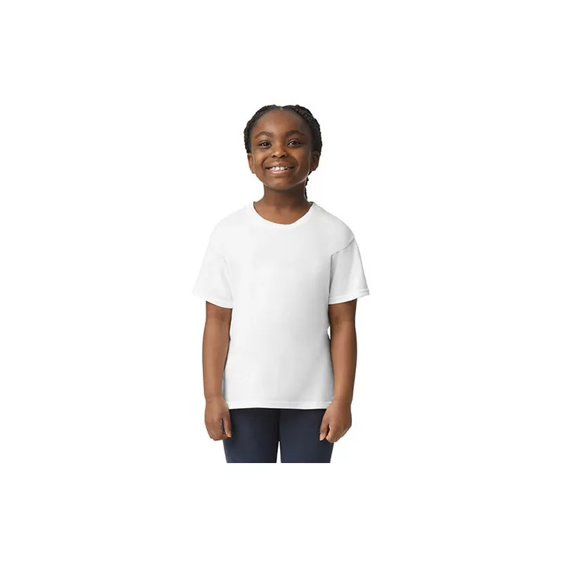 T-shirt enfant col rond manches courtes en coton léger, coupe droite moderne, 150 g/m²