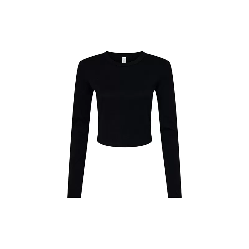 Tee-shirt court manches longues femme coton et polyester, 150 g/m²