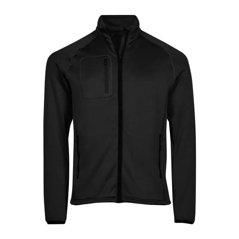 Veste polaire stretch ajustée en polyester, col montant, poches zippées, 235 g/m²