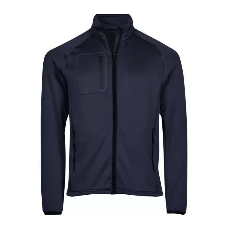Veste polaire stretch ajustée en polyester, col montant, poches zippées, 235 g/m²