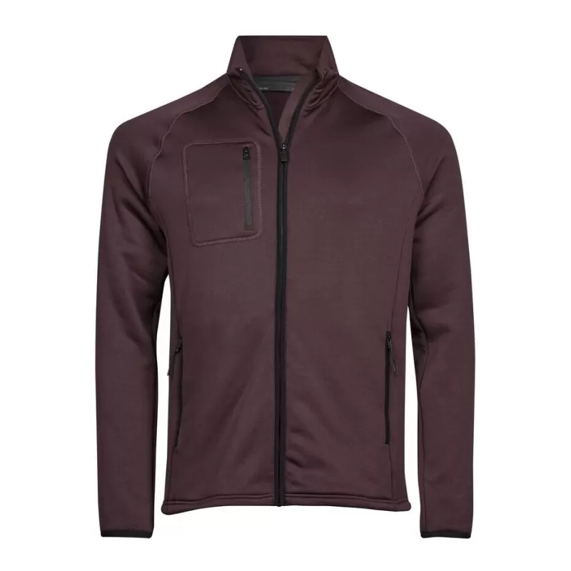 Veste polaire stretch ajustée en polyester, col montant, poches zippées, 235 g/m²