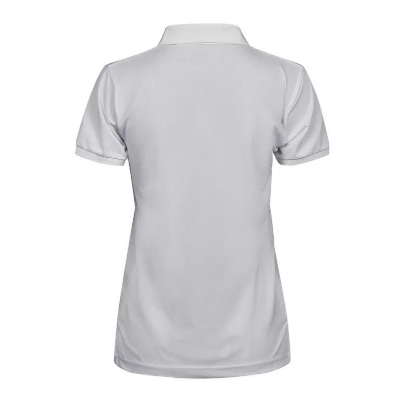 Polo femme coupe ajustée en polyester recyclé et élasthanne, col plat, 187 g/m²