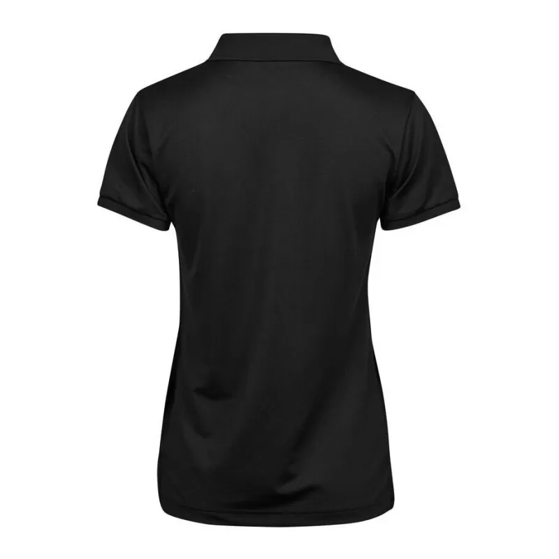 Polo femme coupe ajustée en polyester recyclé et élasthanne, col plat, 187 g/m²