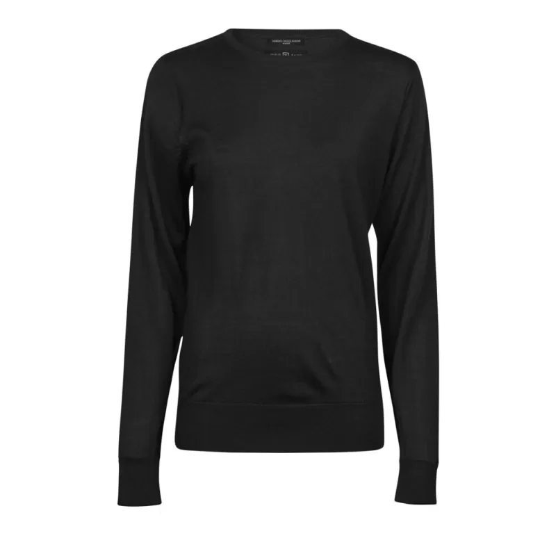 Pull femme ajusté col rond de qualité italienne fil mérinos