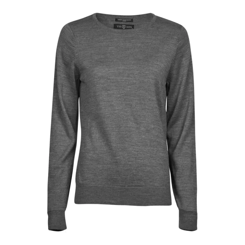 Pull femme ajusté col rond de qualité italienne fil mérinos