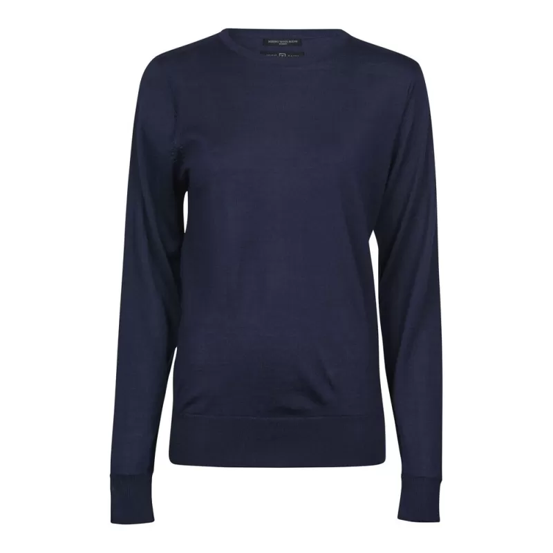 Pull femme ajusté col rond de qualité italienne fil mérinos