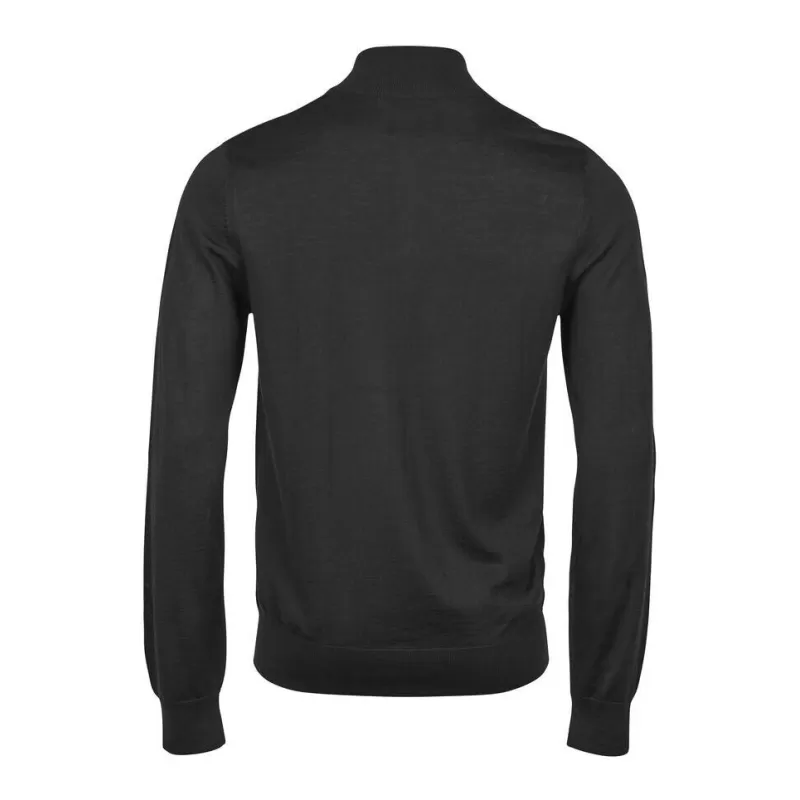 Pull col zippé en laine mérinos et polyacrylique, coupe ajustée élégante