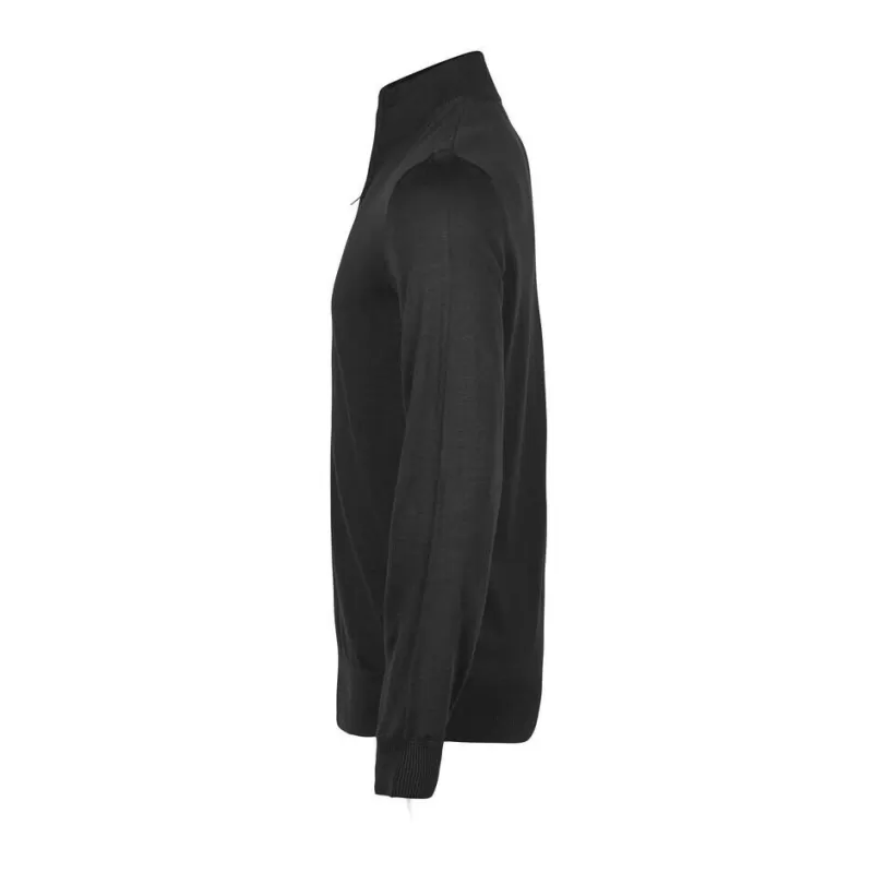 Pull col zippé en laine mérinos et polyacrylique, coupe ajustée élégante