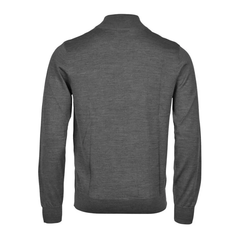 Pull col zippé en laine mérinos et polyacrylique, coupe ajustée élégante