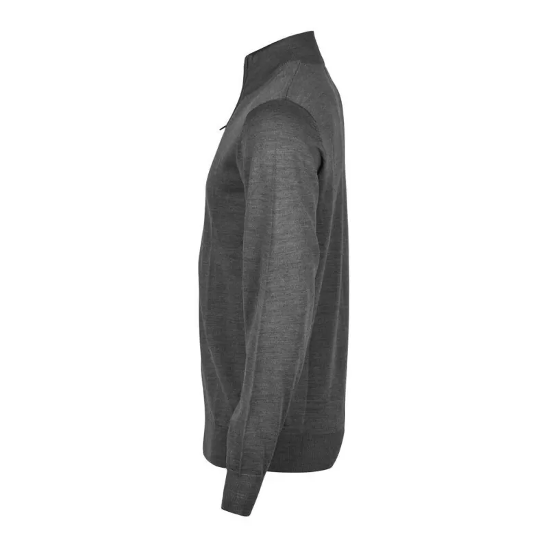 Pull col zippé en laine mérinos et polyacrylique, coupe ajustée élégante