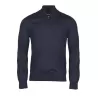 Pull col zippé en laine mérinos et polyacrylique, coupe ajustée élégante