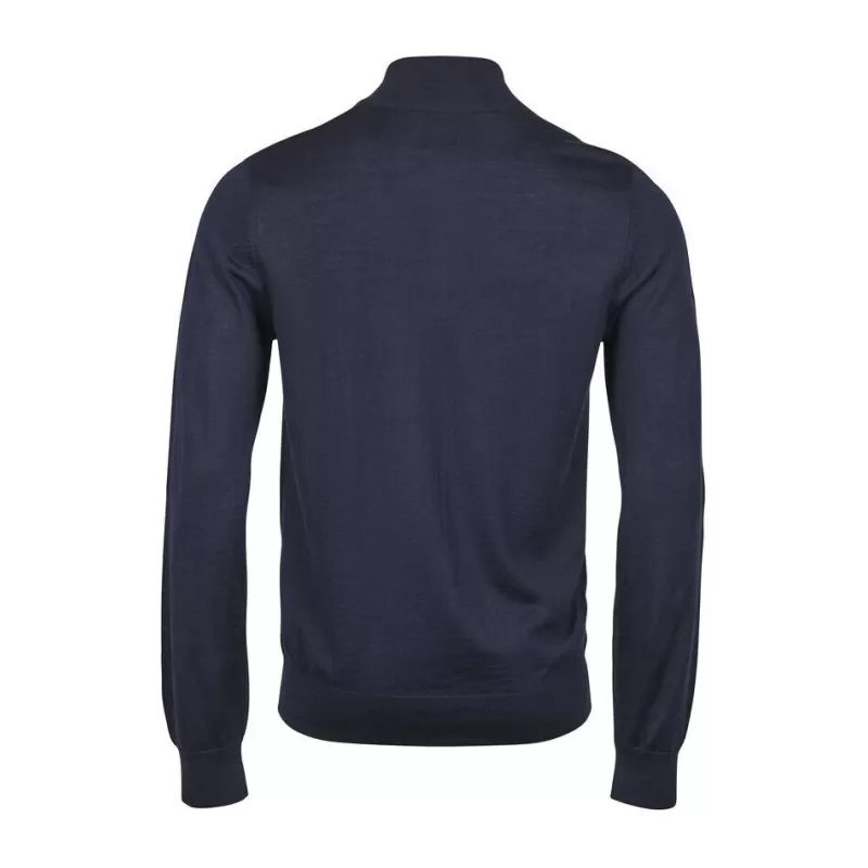 Pull col zippé en laine mérinos et polyacrylique, coupe ajustée élégante