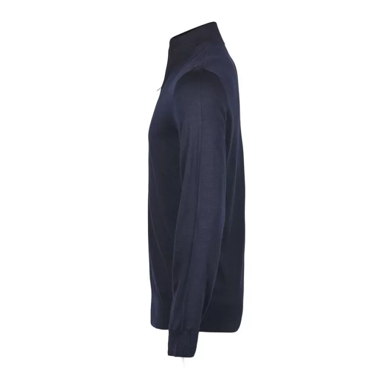 Pull col zippé en laine mérinos et polyacrylique, coupe ajustée élégante
