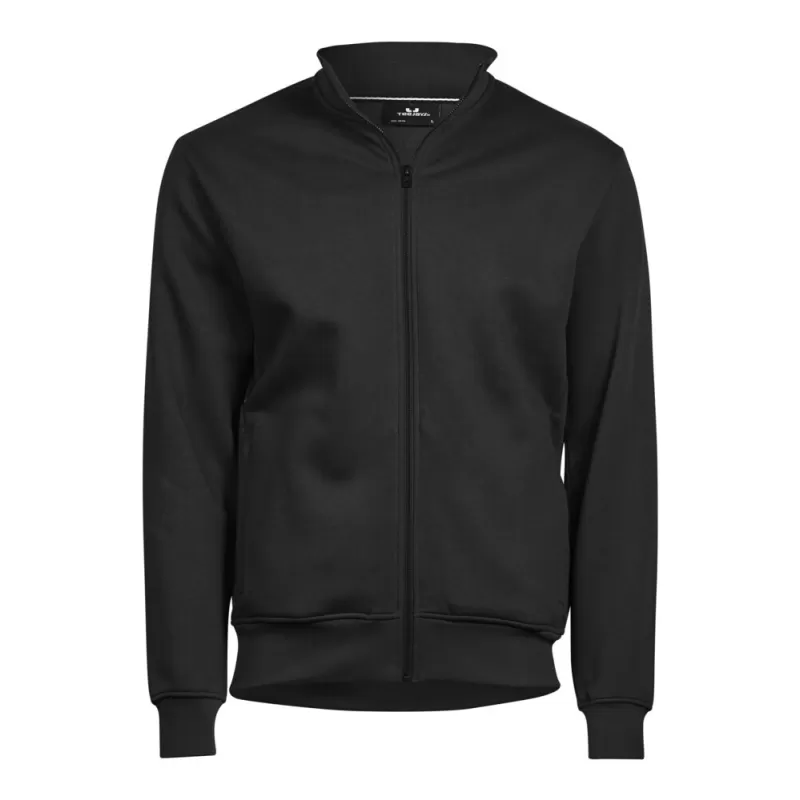 Sweat cardigan zippé en coton et polyester, col montant, poches avant, 310 g/m²