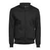 Sweat cardigan zippé en coton et polyester, col montant, poches avant, 310 g/m²