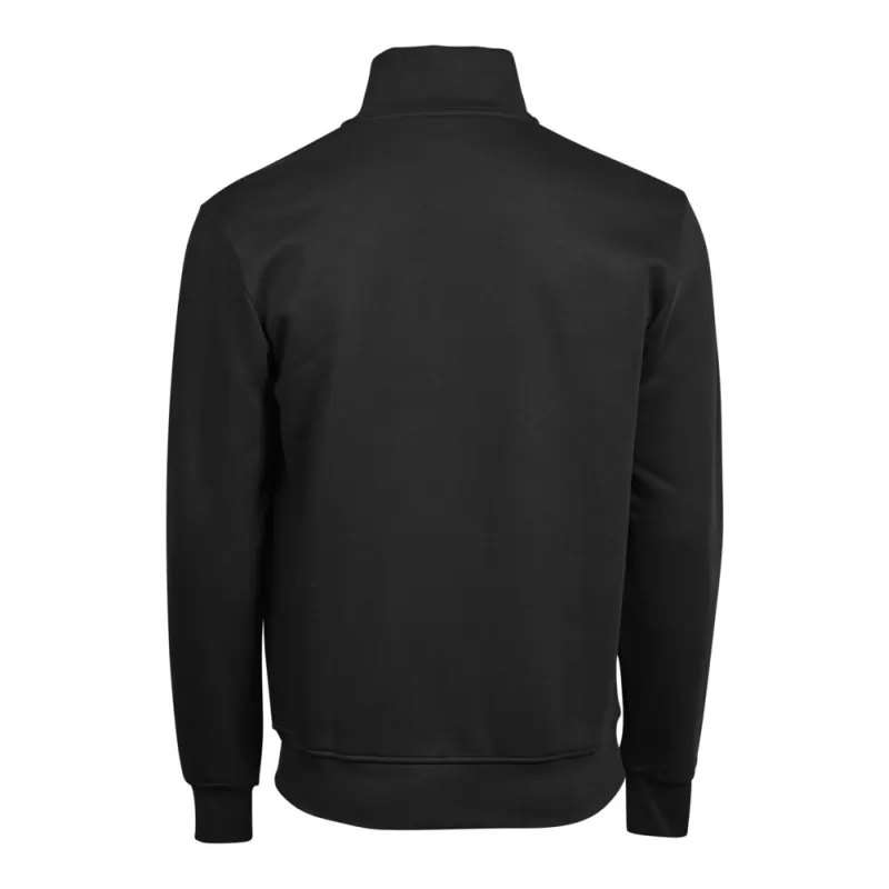 Sweat cardigan zippé en coton et polyester, col montant, poches avant, 310 g/m²