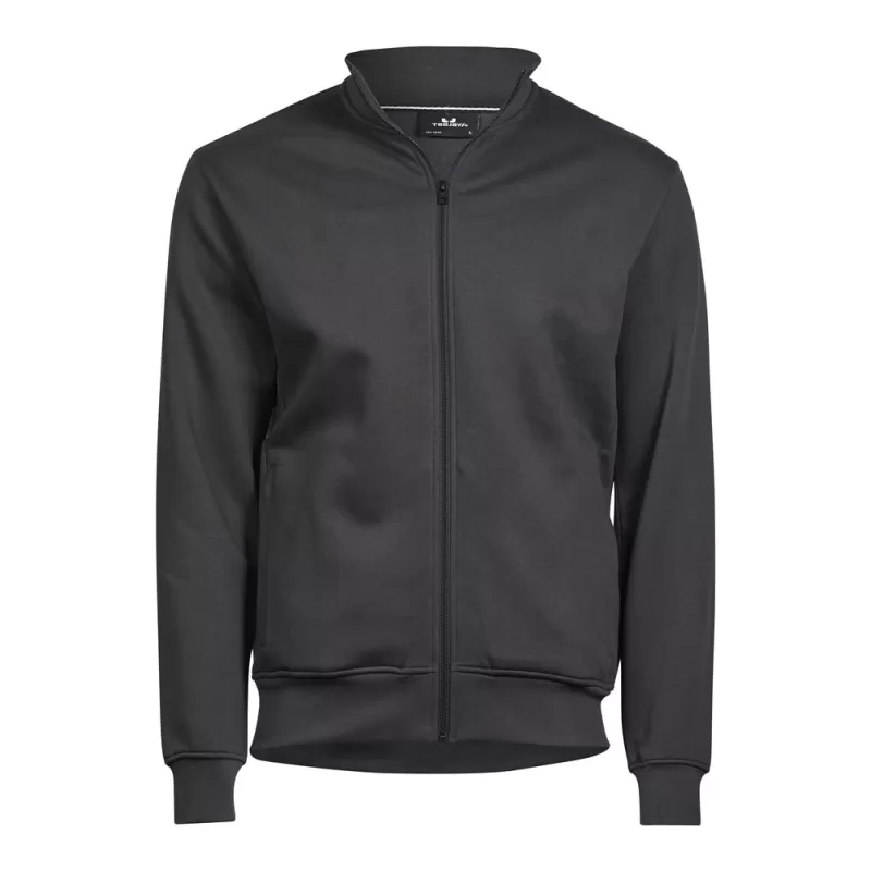 Sweat cardigan zippé en coton et polyester, col montant, poches avant, 310 g/m²